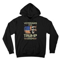 Dad Grandpa Veterans For Trump 2024 American Flag Camo Hoodie