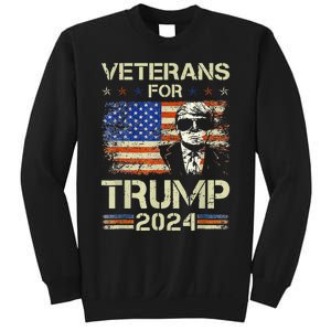 Dad Grandpa Veterans For Trump 2024 American Flag Camo Sweatshirt