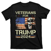 Dad Grandpa Veterans For Trump 2024 American Flag Camo T-Shirt