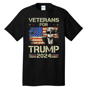 Dad Grandpa Veterans For Trump 2024 American Flag Camo Tall T-Shirt