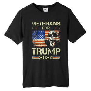 Dad Grandpa Veterans For Trump 2024 American Flag Camo Tall Fusion ChromaSoft Performance T-Shirt