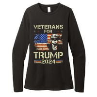 Dad Grandpa Veterans For Trump 2024 American Flag Camo Womens CVC Long Sleeve Shirt