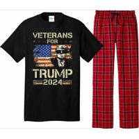 Dad Grandpa Veterans For Trump 2024 American Flag Camo Pajama Set