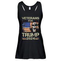 Dad Grandpa Veterans For Trump 2024 American Flag Camo Ladies Essential Flowy Tank