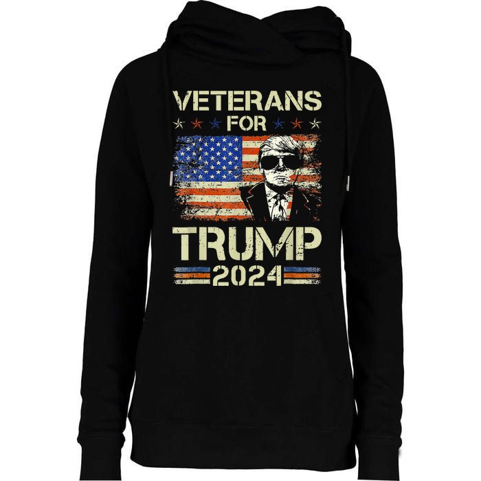 Dad Grandpa Veterans For Trump 2024 American Flag Camo Womens Funnel Neck Pullover Hood