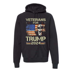 Dad Grandpa Veterans For Trump 2024 American Flag Camo Premium Hoodie