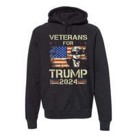 Dad Grandpa Veterans For Trump 2024 American Flag Camo Premium Hoodie