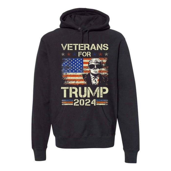 Dad Grandpa Veterans For Trump 2024 American Flag Camo Premium Hoodie