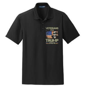 Dad Grandpa Veterans For Trump 2024 American Flag Camo Dry Zone Grid Polo