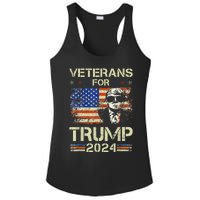 Dad Grandpa Veterans For Trump 2024 American Flag Camo Ladies PosiCharge Competitor Racerback Tank