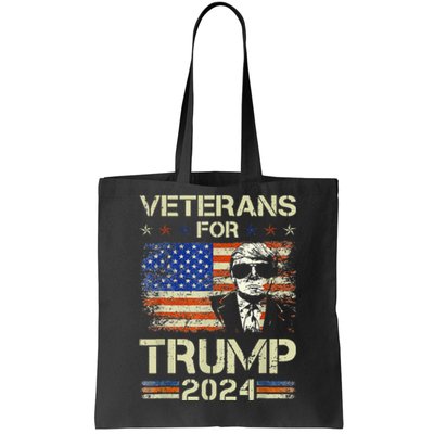 Dad Grandpa Veterans For Trump 2024 American Flag Camo Tote Bag