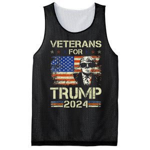 Dad Grandpa Veterans For Trump 2024 American Flag Camo Mesh Reversible Basketball Jersey Tank