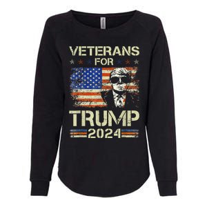 Dad Grandpa Veterans For Trump 2024 American Flag Camo Womens California Wash Sweatshirt