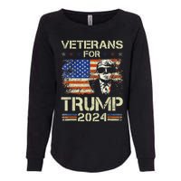 Dad Grandpa Veterans For Trump 2024 American Flag Camo Womens California Wash Sweatshirt