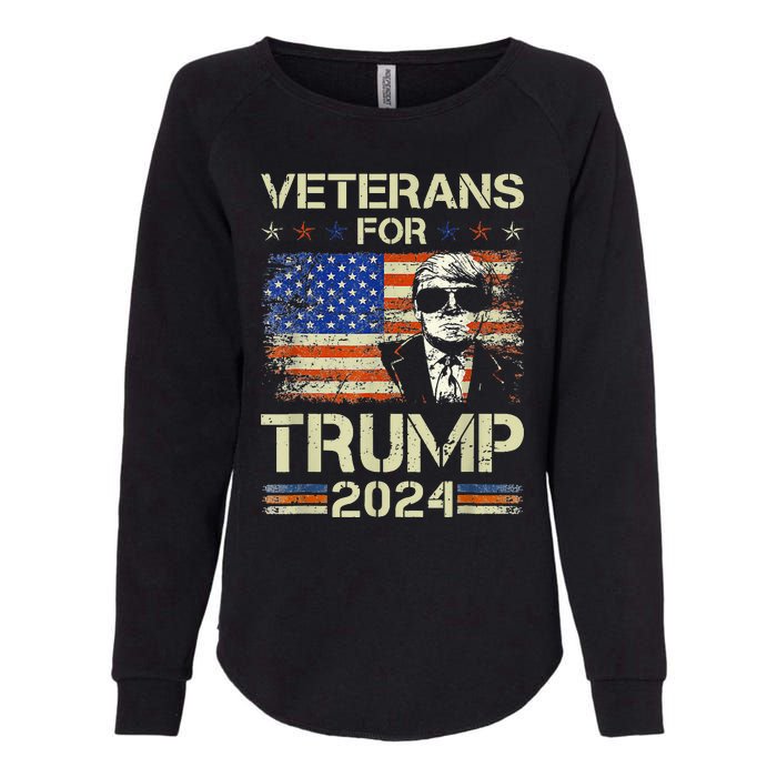 Dad Grandpa Veterans For Trump 2024 American Flag Camo Womens California Wash Sweatshirt