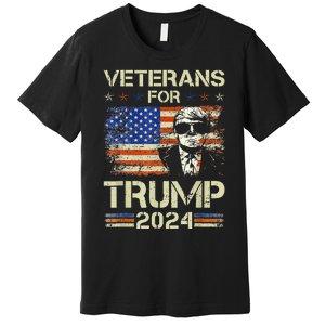 Dad Grandpa Veterans For Trump 2024 American Flag Camo Premium T-Shirt