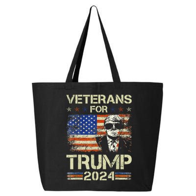 Dad Grandpa Veterans For Trump 2024 American Flag Camo 25L Jumbo Tote