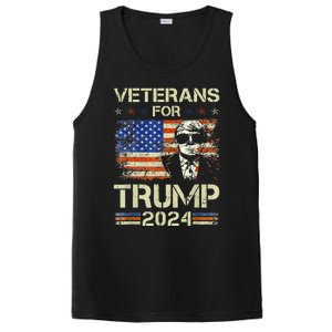 Dad Grandpa Veterans For Trump 2024 American Flag Camo PosiCharge Competitor Tank