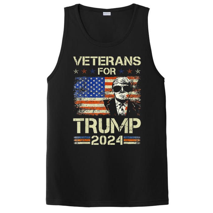 Dad Grandpa Veterans For Trump 2024 American Flag Camo PosiCharge Competitor Tank