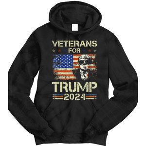 Dad Grandpa Veterans For Trump 2024 American Flag Camo Tie Dye Hoodie