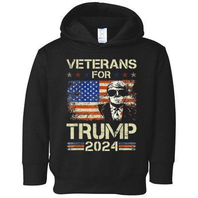 Dad Grandpa Veterans For Trump 2024 American Flag Camo Toddler Hoodie