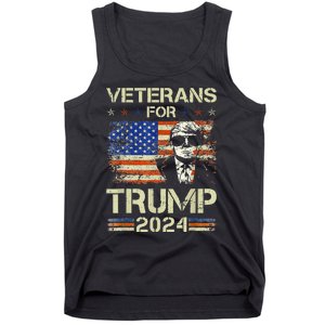 Dad Grandpa Veterans For Trump 2024 American Flag Camo Tank Top