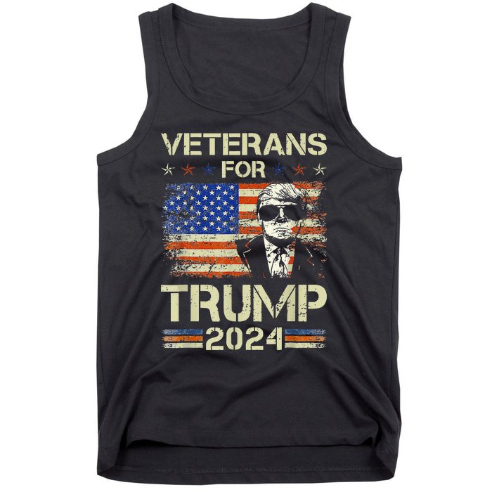 Dad Grandpa Veterans For Trump 2024 American Flag Camo Tank Top