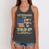 Dad Grandpa Veterans For Trump 2024 American Flag Camo Women's Knotted Racerback Tank