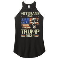 Dad Grandpa Veterans For Trump 2024 American Flag Camo Women's Perfect Tri Rocker Tank