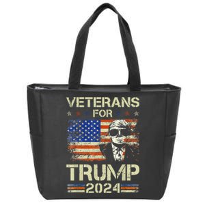 Dad Grandpa Veterans For Trump 2024 American Flag Camo Zip Tote Bag