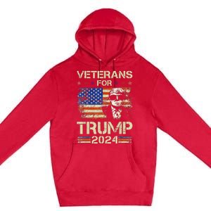 Dad Grandpa Veterans For Trump 2024 American Flag Camo Premium Pullover Hoodie