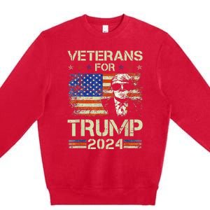 Dad Grandpa Veterans For Trump 2024 American Flag Camo Premium Crewneck Sweatshirt