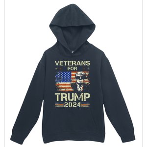 Dad Grandpa Veterans For Trump 2024 American Flag Camo Urban Pullover Hoodie