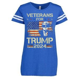 Dad Grandpa Veterans For Trump 2024 American Flag Camo Enza Ladies Jersey Football T-Shirt