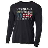 Dad Grandpa Veterans For Trump 2024 American Flag Camo Cooling Performance Long Sleeve Crew