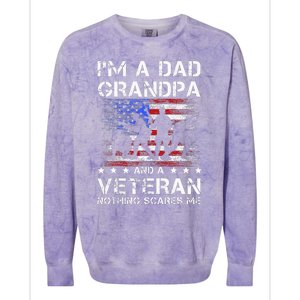 Dad Grandpa Veteran Nothing Scares Fathers Day Colorblast Crewneck Sweatshirt