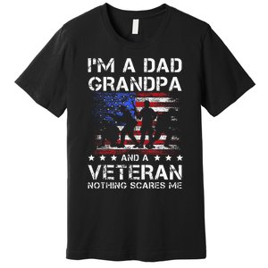 Dad Grandpa Veteran Nothing Scares Fathers Day Premium T-Shirt