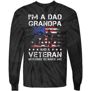 Dad Grandpa Veteran Nothing Scares Fathers Day Tie-Dye Long Sleeve Shirt