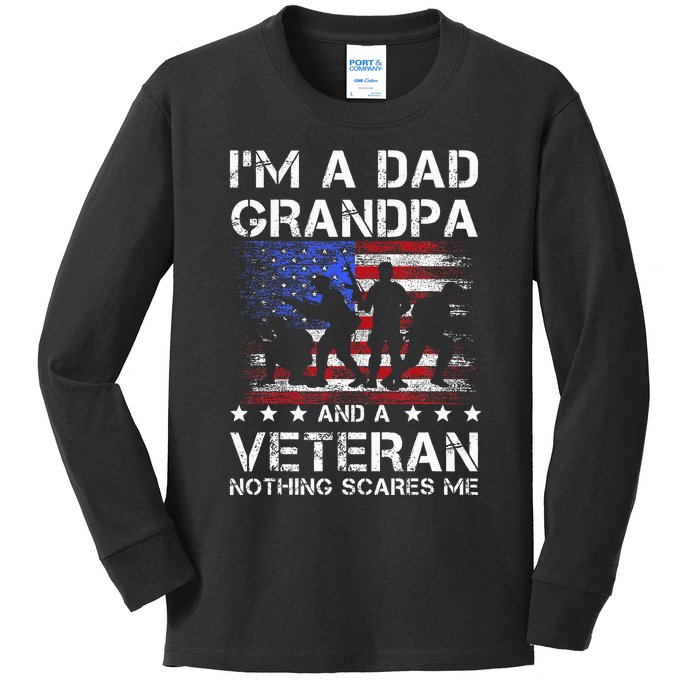 Dad Grandpa Veteran Nothing Scares Fathers Day Kids Long Sleeve Shirt