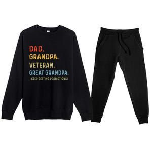 Dad Grandpa Veteran Great Grandpa From Grandkids Premium Crewneck Sweatsuit Set