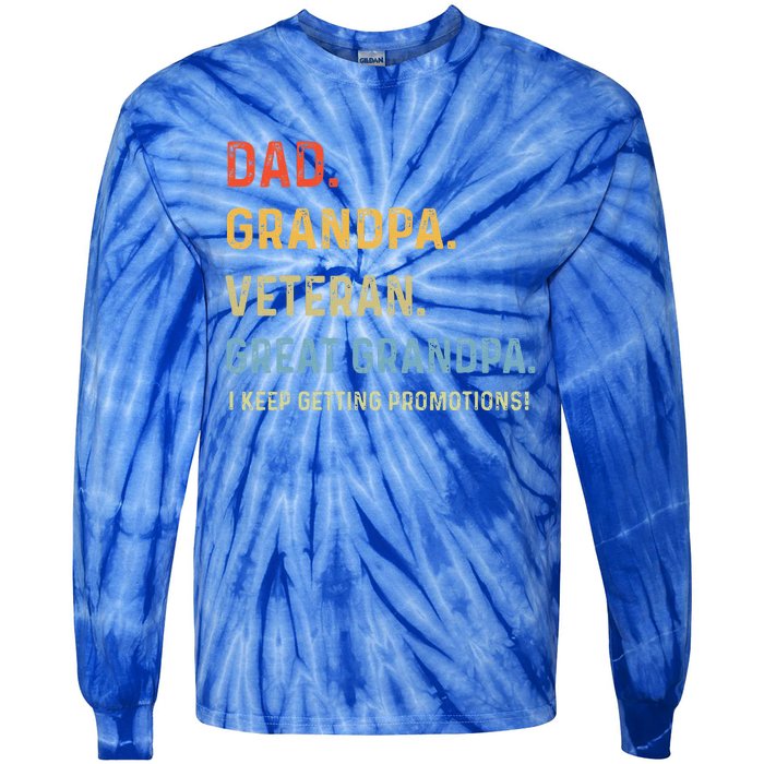 Dad Grandpa Veteran Great Grandpa From Grandkids Tie-Dye Long Sleeve Shirt