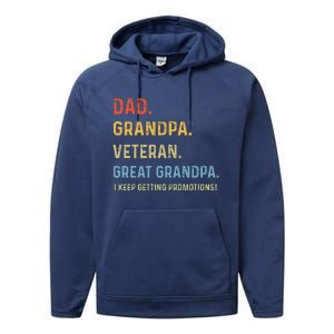 Dad Grandpa Veteran Great Grandpa From Grandkids Performance Fleece Hoodie