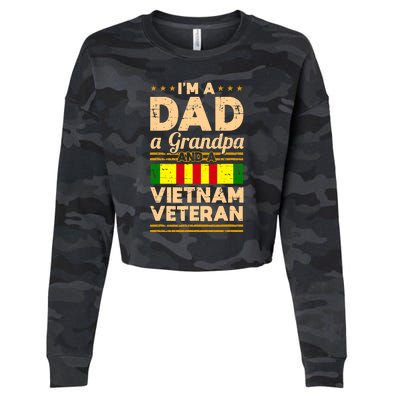 Dad Grandpa Vietnam Veteran Vintage Cropped Pullover Crew