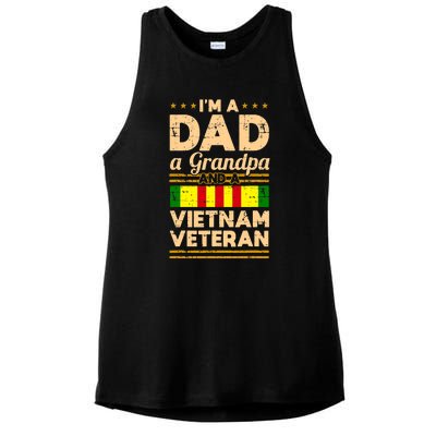 Dad Grandpa Vietnam Veteran Vintage Ladies PosiCharge Tri-Blend Wicking Tank