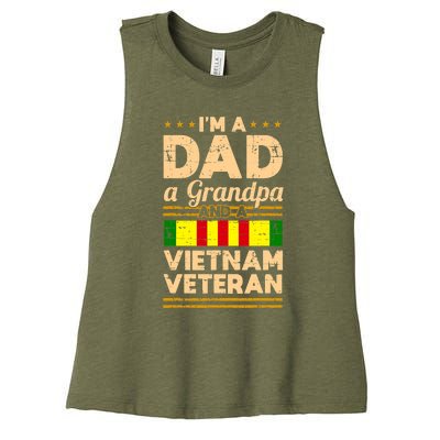 Dad Grandpa Vietnam Veteran Vintage Women's Racerback Cropped Tank