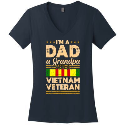 Dad Grandpa Vietnam Veteran Vintage Women's V-Neck T-Shirt