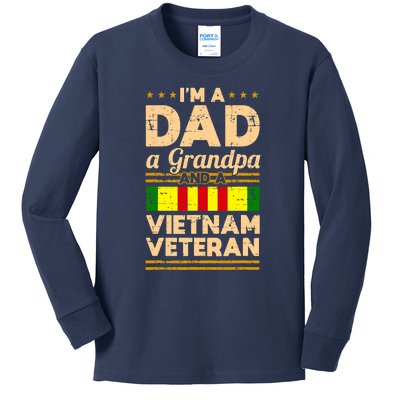 Dad Grandpa Vietnam Veteran Vintage Kids Long Sleeve Shirt