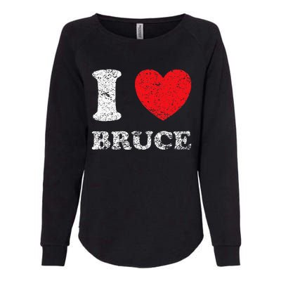 Distressed Grunge Worn Out Style I Love Bruce Womens California Wash Sweatshirt