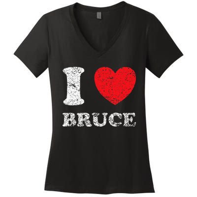 Distressed Grunge Worn Out Style I Love Bruce Women's V-Neck T-Shirt