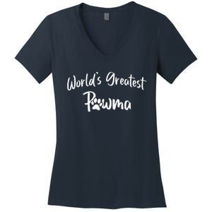 Dog Grandma Worlds Greatest Pawma Mothers Day Gifts Women's V-Neck T-Shirt